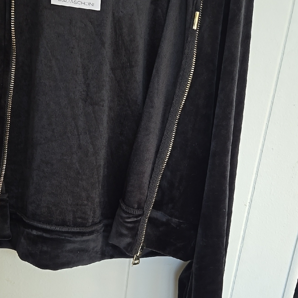 Magaschoni Black Velvet Women's Hoodie Jacket Size S - Picture 10 of 11